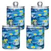 JUMBEAR Q-Tip Holder Organizer Dispenser, Stylish Floral Bathroom Storage Containers for Cotton Swabs, Pads, Floss, 4-Pack view 1