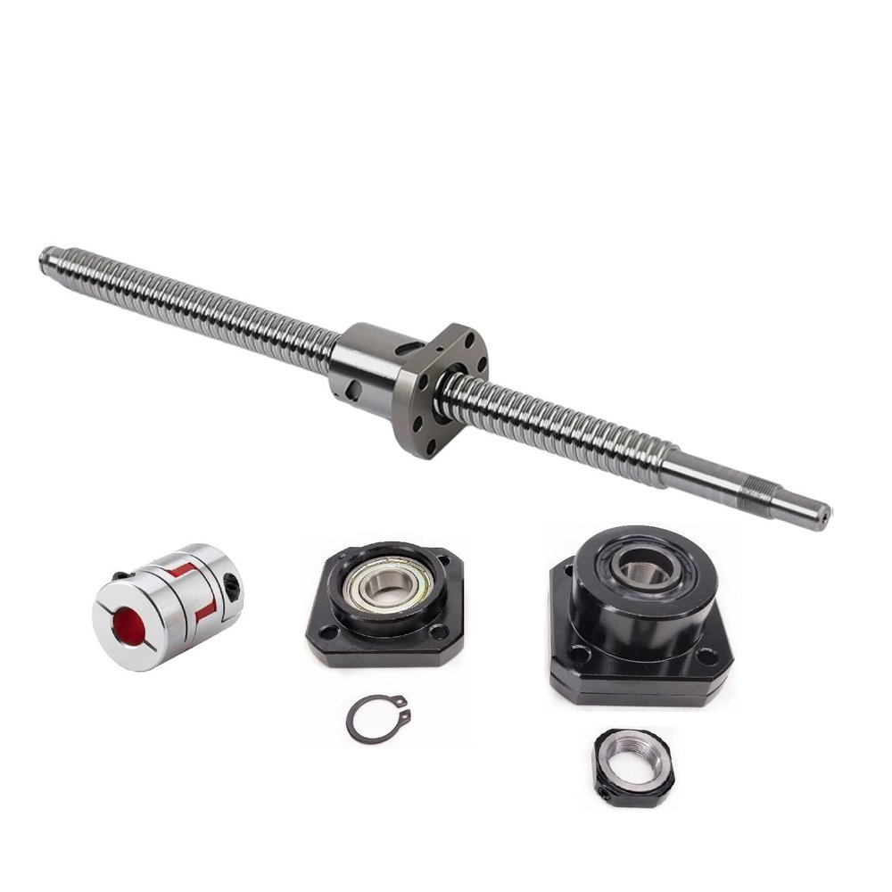 Coavoo SFU2510 1450mm Ball Screw, C7 Anti-Backlash, with Ball Nut, FK20/FF20 Supports and 14 x 17mm Coupling Kit for CNC