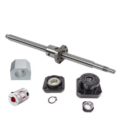 Coavoo SFU2505 1140 mm C7 Ball Screw, 5 mm Lead, with FK20/FF20 Supports, Coupling Set and DSG25H Nut Housing