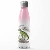 Mikalino Kids' Stainless Steel Water Bottle, Dangerous Dinosaur with Custom Name, Pink-White, 500 ml view 1