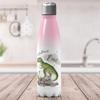 Mikalino Kids' Stainless Steel Water Bottle, Dangerous Dinosaur with Custom Name, Pink-White, 500 ml view 4