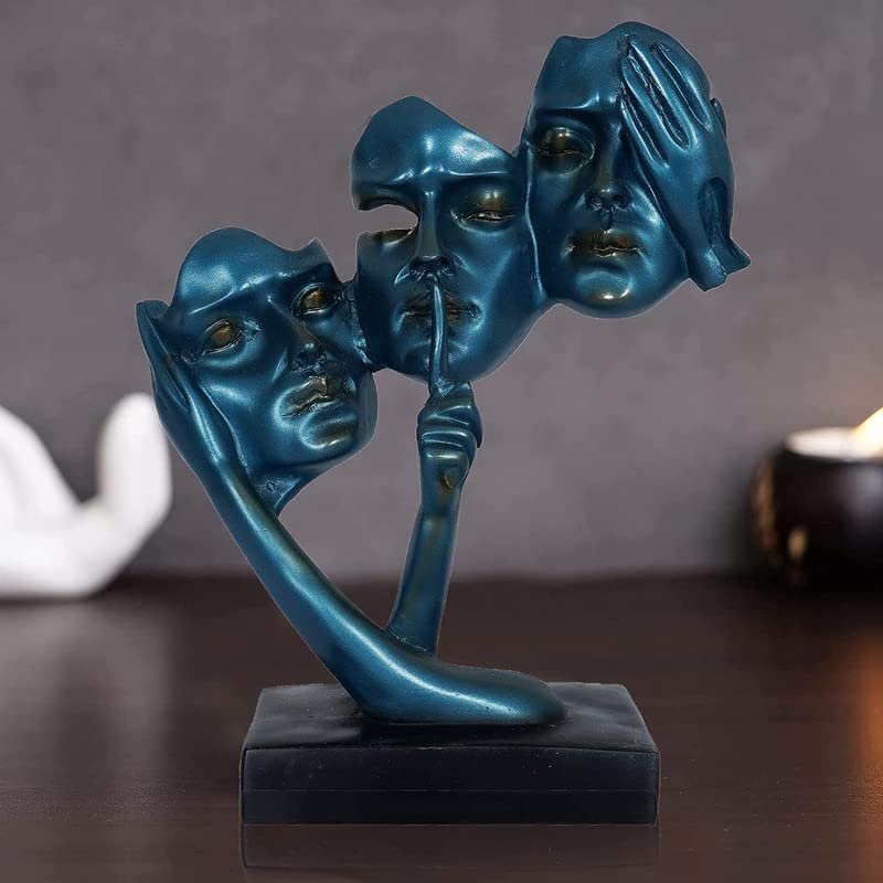 Western Eiderdown Presents Human Face Reaction Sculpture, Modern Home Decor, 12.5-Inch Gray