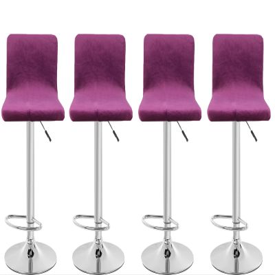 SONNACH Velvet Bar Stool Covers, Square Counter-Height Stool Covers (4, Purple)