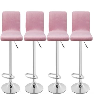 SONNACH Velvet Bar Stool Covers, Square Counter-Height Covers, 4-Pack, Pink