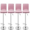 SONNACH Velvet Bar Stool Covers, Square Counter-Height Covers, 4-Pack, Pink view 1