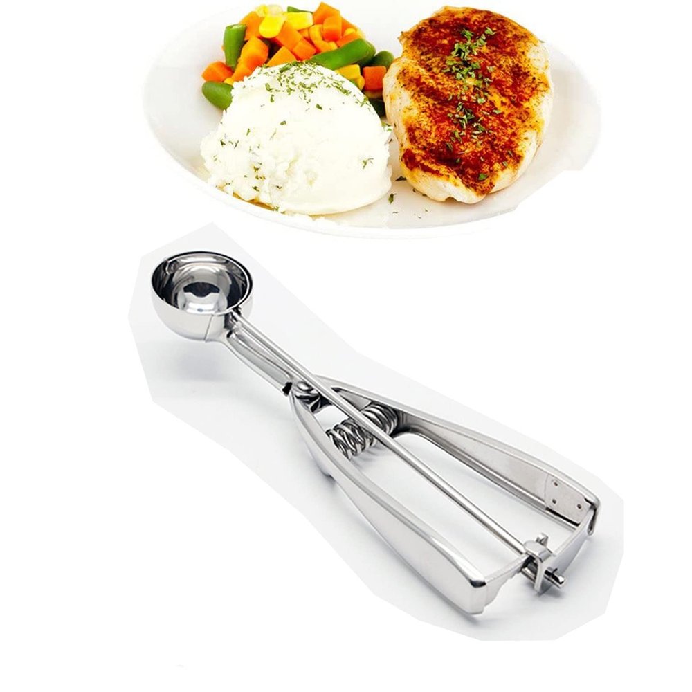 TONGDY Spring-Loaded Ice Cream & Cookie Scoop, Stainless Steel, 5.3 cm