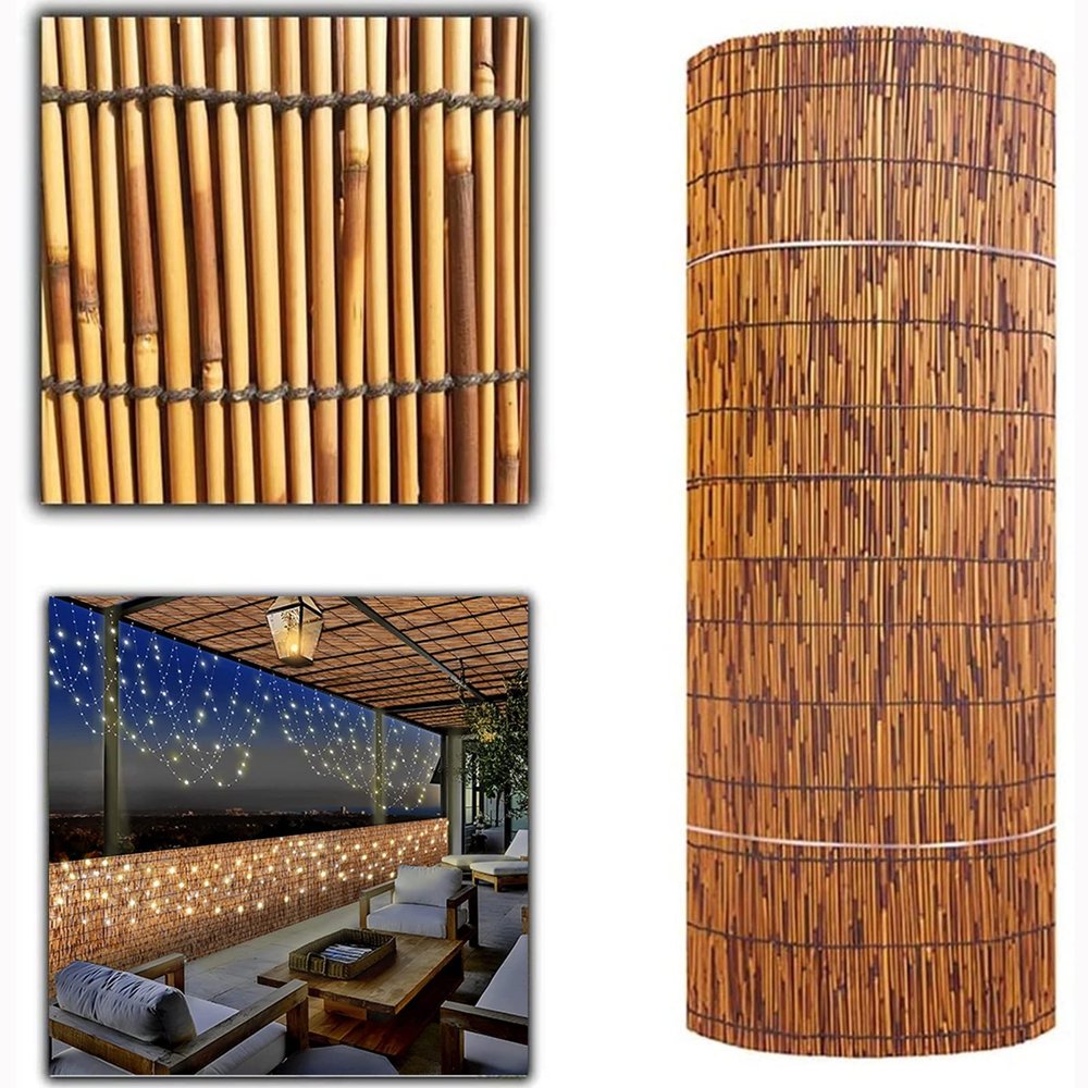 HSPLXYT Natural Reed Fence Roll, 4 ft x 6.6 ft, Decorative Privacy Fence for Outdoor Areas, Patios and Gardens, with Cable Ties