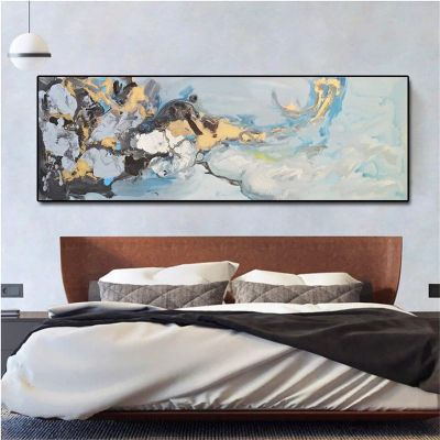 5D Diamond Painting, Large Blue Abstract Spray, 120 x 40 cm