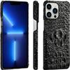 CEKGDB Protective Case for iPhone 14 Pro Max, Classic Crocodile Pattern, Genuine Leather, Slim, Shock-Resistant, Camera Protection, Black view 1