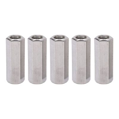 5-Pack Silver M12 Hex Coupling Nuts, 304 Stainless Steel