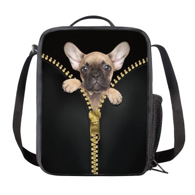 Kuiaobaty French Bulldog Insulated Lunch Bag, Black