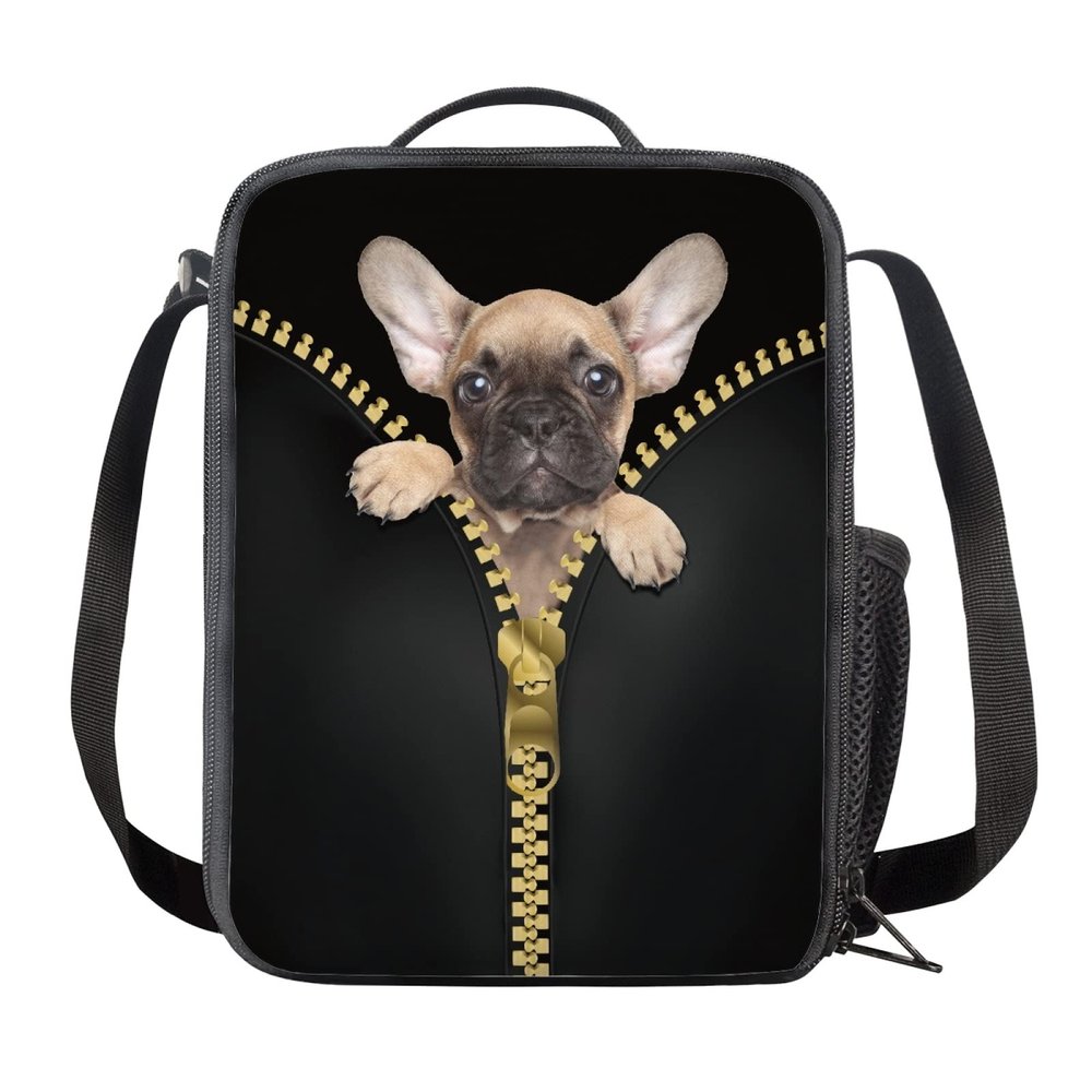 Kuiaobaty French Bulldog Insulated Lunch Bag, Black
