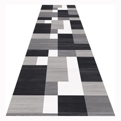 Siunwdiy Hallway Runner Rug 120 x 170 cm, Non-Slip, Washable, Gray and Black