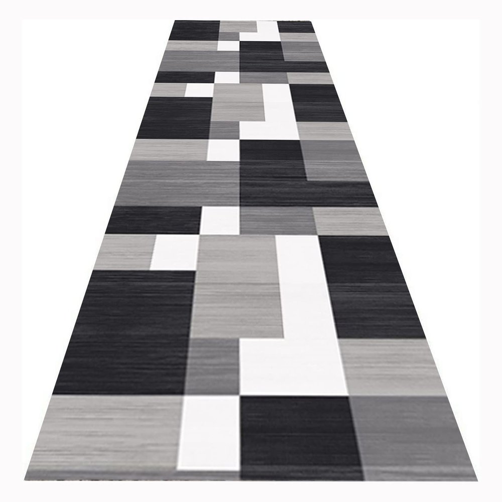 Siunwdiy Hallway Runner Rug 120 x 170 cm, Non-Slip, Washable, Gray and Black
