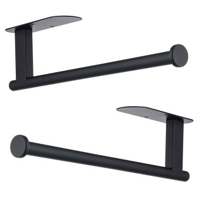 Honmein Upgrade Paper Towel Holder, SUS304 Stainless Steel, Under-Cabinet, Bendable, Adhesive or Drill Mount (2 Black)