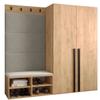 MEBLE KRYSPOL MIRO Entryway Furniture Set 5 with Upholstered Panels, Modern Design (Manila 02 (Cream), Kraft Gold Oak + Matte Black) view 1