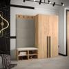 MEBLE KRYSPOL MIRO Entryway Furniture Set 5 with Upholstered Panels, Modern Design (Manila 02 (Cream), Kraft Gold Oak + Matte Black) view 2