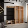 MEBLE KRYSPOL MIRO Entryway Furniture Set 5 with Upholstered Panels, Modern Design (Manila 02 (Cream), Kraft Gold Oak + Matte Black) view 3