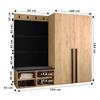 MEBLE KRYSPOL MIRO Entryway Furniture Set 5 with Upholstered Panels, Modern Design (Manila 02 (Cream), Kraft Gold Oak + Matte Black) view 4
