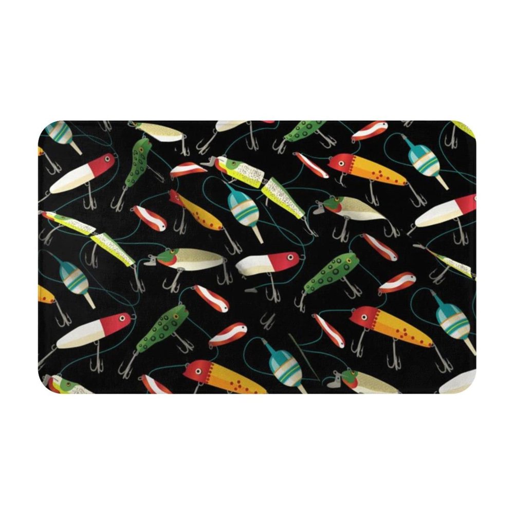 BEULSI Fishing Lure Welcome Doormat, Non-Slip Washable Floor Mat, 50 x 80 cm