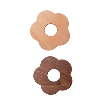 2-Piece Heat-Resistant Wooden Flower Coasters