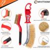 4-Piece Hand Wire Brush Set with Stainless Steel and Brass Brushes view 4