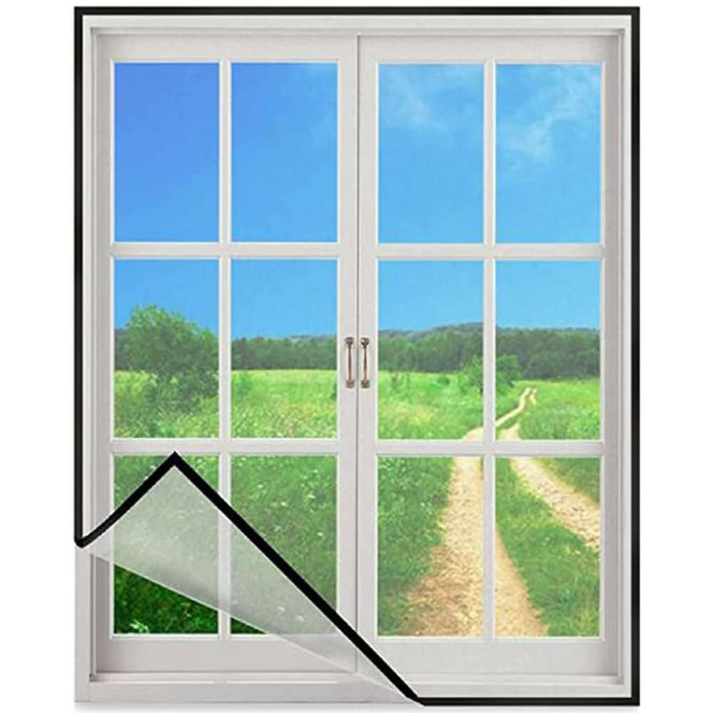 Universal Adjustable Window Mosquito Screen 120 × 130 cm, Black