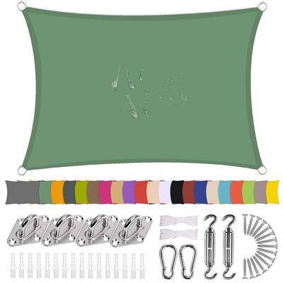 Ziligengsheng Rectangular Sun Shade Sail 4.5 x 5.5 m, Waterproof, Dark Green
