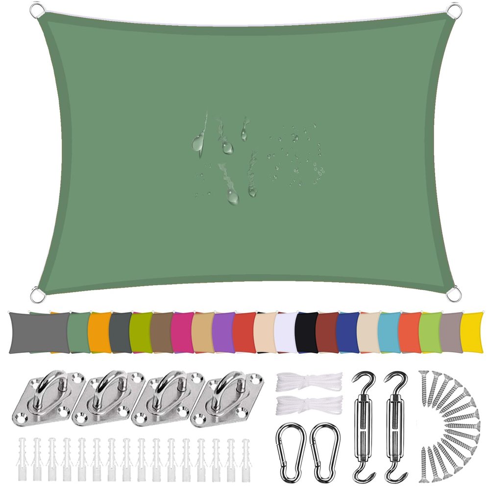 Ziligengsheng Rectangular Sun Shade Sail 4.5 x 5.5 m, Waterproof, Dark Green
