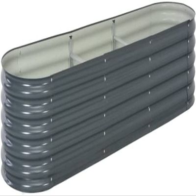 KOIECETA Gray Steel Raised Garden Bed 320 x 80 x 44 cm