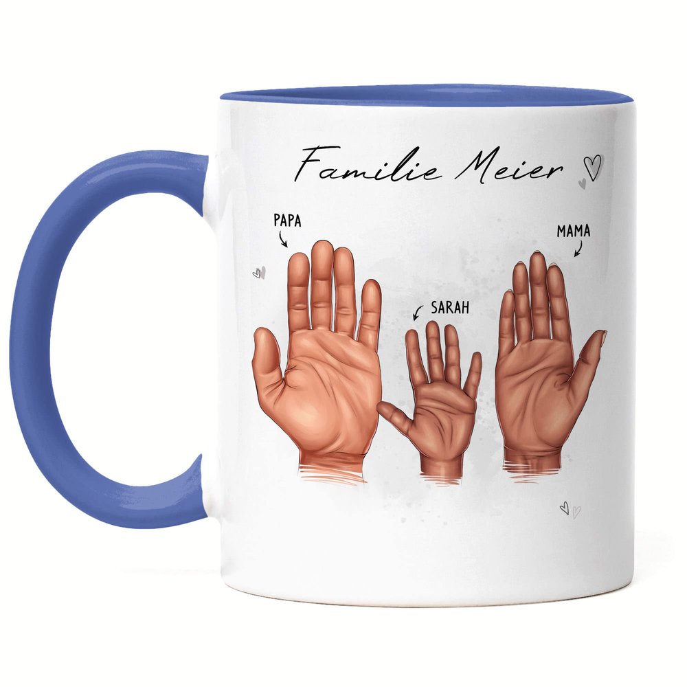 Kiddle-Design Mother Father Child Blue Personalized Mug – Family Gift for 1 Child