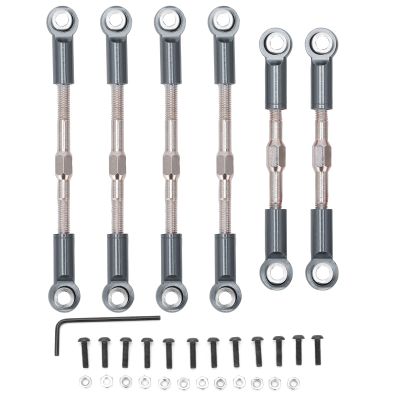 RC Tie Rod Set, Metal Steering Servo Linkage for 1/14 RC Cars (Titanium)