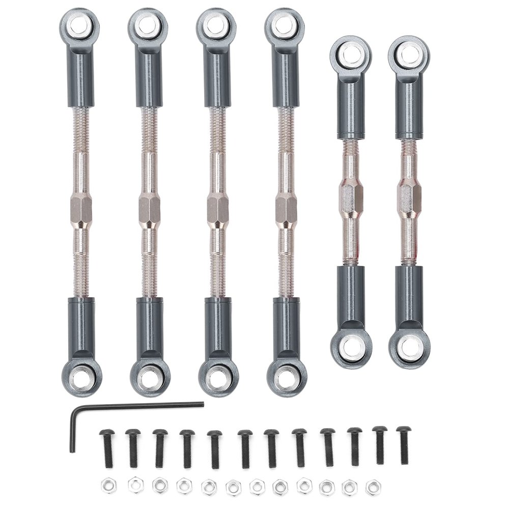 RC Tie Rod Set, Metal Steering Servo Linkage for 1/14 RC Cars (Titanium)