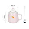 Cute Animal Printed Mug Set with Lid and Phone Stand, Ceramic (Gold) view 2