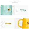 Cute Animal Printed Mug Set with Lid and Phone Stand, Ceramic (Gold) view 3