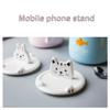 Cute Animal Printed Mug Set with Lid and Phone Stand, Ceramic (Gold) view 4