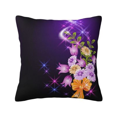 Oudrspo Light Romantic Flowers Decorative Pillow Cover, Square, 45.7 x 45.7 cm, for Sofa, Bedroom, Living Room