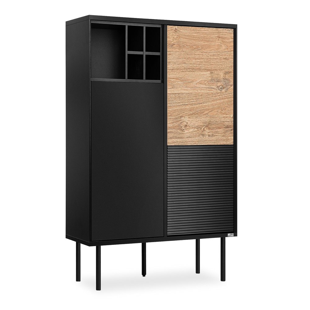 Konsimo Lofty Sideboard with Shelves, Black, 101.5 × 109 × 41 cm, Version 07