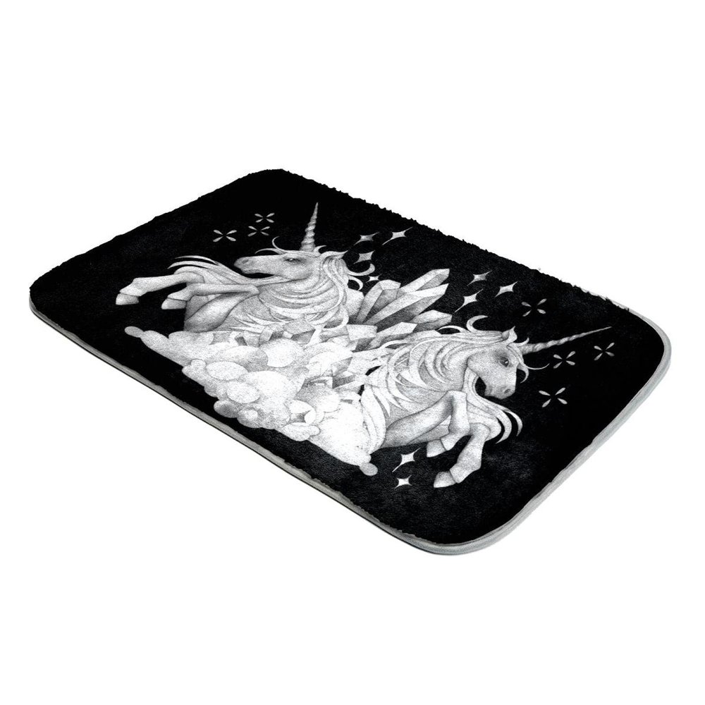 Ultra-Soft Plush Faux Fur Shag Rug, Black Unicorn