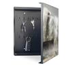 banjado Large Metal Key Cabinet - 30 x 30 cm Writable Key Box with 32 Hooks - Black Body, Right Hinge, Rock in the Surf Motif view 4