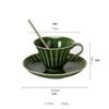 Ceramic Coffee Cup and Saucer Set, Elegant Emerald Retro Style view 2