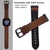 YOOSIDE Genuine Leather and Silicone-Lined Band for Fitbit Versa 3/4 and Sense/Sense 2, Brown view 3
