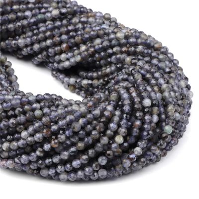 2 mm Cordierite Faceted Blue Natural Stone Spacer Beads, Approx. 180 Pieces