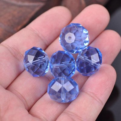 Faceted Czech Crystal Glass Spacer Beads, Light Blue, 3 mm, 4 mm, 6 mm, 8 mm, 10 mm, 12 mm, 14 mm, 16 mm, 18 mm, Loose Beads for Jewelry Making and DIY, 10 mm, 20 Pieces