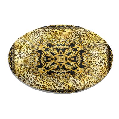 Eslifey Round Baroque Leopard Shaggy Rug, 60 cm