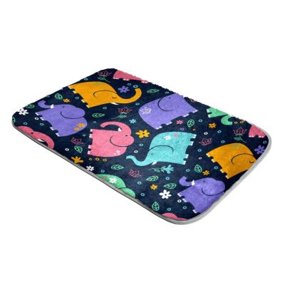 Ultra-Soft Plush Faux Fur Shag Rug with Colorful Elephants