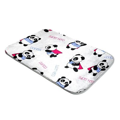 Ultra-Soft Plush Shag Faux Fur Rug with Hand-Drawn Superhero Panda Pattern