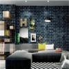 SAIMEYI Retro and Nostalgic 3D Wallpaper, Simulated Red Brick Pattern, for Cafés, Bars, and Restaurants (Turquoise-C-306) view 3