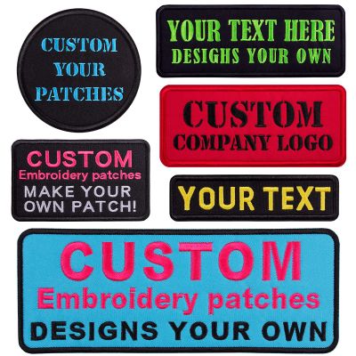 Customizable Embroidered Text Patch, Personalized with Your Name, Multiple Sizes and Colors, Hook-and-Loop/Sew-On/Iron-On