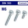 M6 Hex Bolts with External Hex Drive, V2A Stainless Steel, DIN 933 (200, M6 x 25 mm) view 3